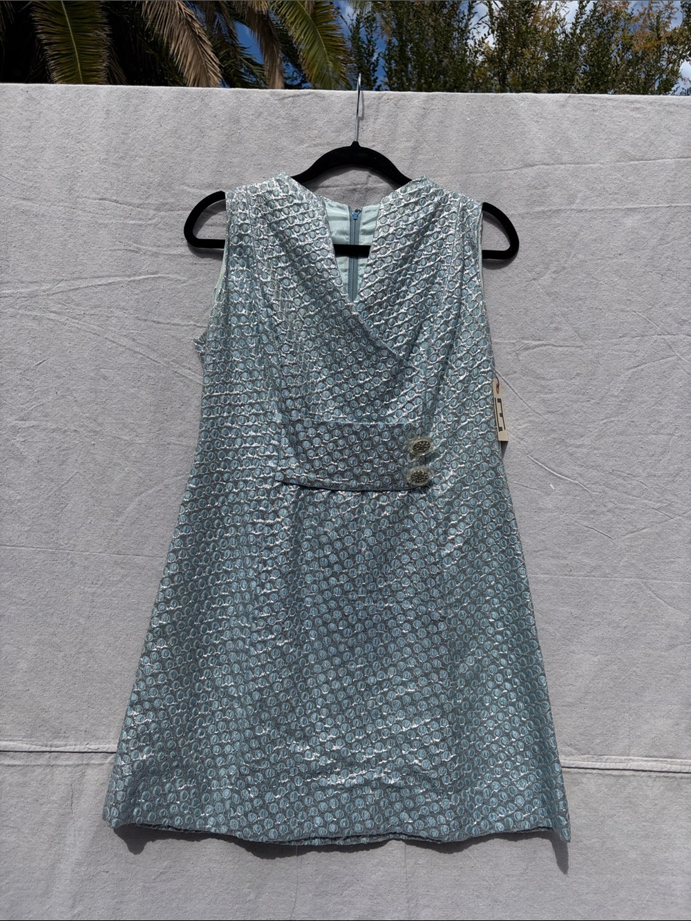 Light Blue Textured Sleeveless Dress